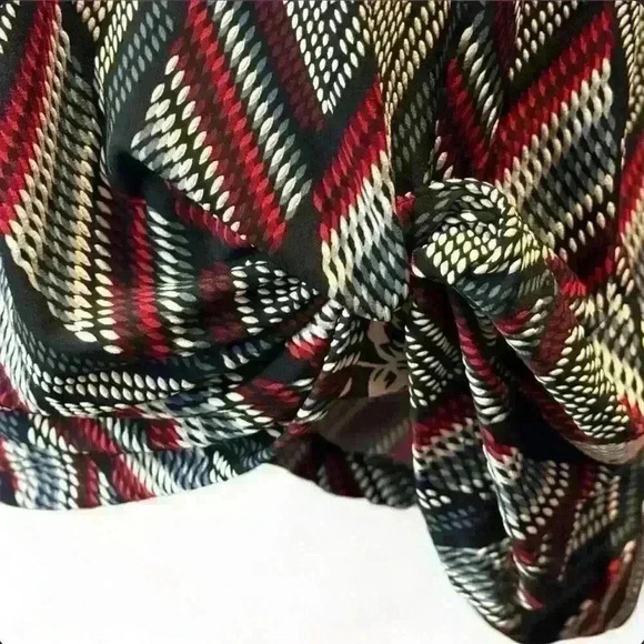Ruby Rd Women's Geometric Long Sleeve Front Knot Blouse Size L Multicolor - Picture 3 of 5